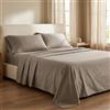 INTRECCI Completo Lenzuola Matrimoniale in Raso di Cotone 200 TC - Set 4 Pezzi: Lenzuolo Sopra 250x290 cm, Sotto con Angoli 180x200 cm, 2 Federe a 3 Volants - Morbido e Traspirante - Colore: Tortora