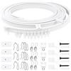Glarks 155 pezzi 5 m bianco pieghevole tenda da soffitto curvo kit assortimento di tende da soffitto, con 40 ganci per tende da 3,5 cm, 40 clip per tende a forma di U a forma di L tende da doccia a