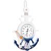 ELEOUTI Orologio da Parete Nautico Grande a Forma di Ancora e Timone, Decorazione Mare Specchio, Legno e Plastica Sicuri, per Soggiorno e Camera da Letto in Stile Costiero