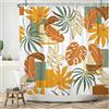 Bovlleetd Bohemian Tenda da Doccia 152x183cm Motivo Botanica Astratta - Design Acquerello Tropicale Mid-Century, Impermeabile Lavabile in Poliestere Tende da Bagno con 10 Ganci per Vasca da Bagno