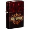 Zippo Accendino antivento Harley-Davidson Flames Design - Ottone burattato a 540°, Fusion, ricaricabile, riutilizzabile, design antivento - in confezione regalo - Made in USA