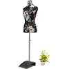 Loywe Manichino da sartoria, busto Torso da Donna per vetrine, con altezza regolabile Base quadrata in metallo Gr. 36/38 Nero e rosso LW6022