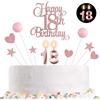 AuraFusion 18esimo Compleanno Ragazza Set di Decorazioni - Decorazioni per Torte di Compleanno 18 Anni, Candele e Topper Brillantinati - Accessori per Feste di Compleanno (Rosa)