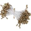PATIKIL 3mm Doppio Teste Fiore Stame 150pz Fiore Artificiale Stame Pistillo Opaca Floreale Stame per Fai da Te Natale Cartolina Matrimonio Decorazione Oro Marrone