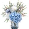 Yorkmills Fiori finti con vaso, ortensie artificiali in vaso, composizione di fiori finti adatti per casa, cucina, soggiorno, autunno, primavera, decorazione ufficio, centrotavola decorazione da
