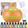 USHOP Diffusore di Oli Essenziali,500ml Diffusore di Aromi,Diffusore Profumatore per Ambienti con Telecomando,Set di 10 Oli Essenziali,Silenzioso per Casa e Ufficio Camera da Letto Sala Spa