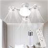 Starnearby Ventilatore da Soffitto con Luce e Telecomando, Lampadario con Ventilatore da Soffitto Silenzioso, Dimmerabile, E27, Lampada da Soffitto LED con Ventilatore (3 Teste+Connettore di Prolunga)