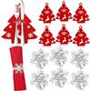 HOWAF 6 Portaposate Natale + 6 Portatovaglioli Natalizi Fiocchi di Neve Portaposate in Feltro di Natale Tavola Anelli Portatovaglioli Fiocco di Neve Party Table Decorative