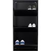 G. Design | Scarpiera Salvaspazio Slim, Portascarpe a Ribalta 3 Ante in Metallo Colore Nero, Già Montato, Interni/Esterni, P 13,5 x L 50 x H 103,5 cm