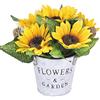 Leixi girasoli artificiali con vaso, fiori artificiali in vaso di metallo, bouquet di girasole artificiale con vaso per feste di nozze, centrotavola Giallo