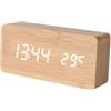 YobiLife Sveglia digitale con display a LED, orologio da scrivania in legno con ora, data, temperatura, grande schermo, tripla sveglia, funzione snooze, portatile, camera da letto, ufficio (giallo)