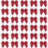 QUARKZMAN 50Pz Fiocchi Decorativi Mini, 25 x 26mm, Fiocco Piccolo con Bordo Oro, Fiocchi Regalo Mini, Fiocchetti per Bomboniere, Matrimonio, DIY, Decorazioni Regalo, Rosso Bordeaux