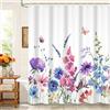 Kzzfqxb 152x183cm Tende da doccia floreali con ganci, Erbe botaniche blu viola rosa fiori farfalle impermeabili occluso per vasca, elegante bello tessuto in poliestere per bagno delle ragazze