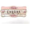 Domus Artis Targa per porta in legno Old Shabby Chic con scritta Welcomme, per decorare le porte interne di casa. La targhetta misura cm 9x21 spessore 7 millimetri, con biadesivo (Cantina)