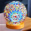 GBKDQQ Lampada da comodino in vetro, patchwork, 120 x 133 mm, stile bohémien, connettore di alimentazione USB, dimmerabile, colore caldo, vintage, lampada da scrivania per camera da letto, lampada da notte