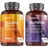 WeightWorld Vitamina D3 2000 UI e Melatonina 1mg Bundle, 400 + 400 Compresse, 1 al Giorno Ciascuna, 13+ Mesi di Scorta di Vitamina D 2000 UI e Melatonina Complex con Camomilla, Passiflora, Magnesio, Senza Glutine