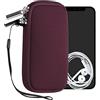 kwmobile Custodia in Neoprene con Zip per Smartphone XS - 3,5/4 - Astuccio Portacellulare a Sacchetto con Cerniera - Borsa in viola bordeaux