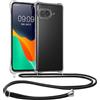 kwmobile Custodia Compatibile con Google Pixel 9a Cover - Back Case in Silicone TPU - Protezione Smartphone con Cordino - trasparente/nero