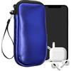 kwmobile Custodia in Neoprene con Zip per Smartphone L - 6,5 - Astuccio Portacellulare a Sacchetto con Cerniera - Borsa in blu scuro metallizzato