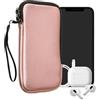 kwmobile Custodia in Neoprene con Zip per Smartphone XL - 6,7/6,8 - Astuccio Portacellulare a Sacchetto con Cerniera - Borsa in oro rosa metallizzato