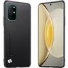Longstong Custodia Adatta per OnePlus 8T / OnePlus 9R (6.55), Cover in pelle metallica serie CODE - Nero