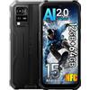 Blackview BV4800 SE Android 15 Téléphone Portable Incassable 2025, 12Go+64Go/2To Telephone Débloqué, 5100mAh, 16MP Camera, 6.56 HD+ Smartphone Incassable, Dual SIM 4G,GPS,NFC,OTG,FM,Gemini AI, Noir