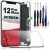 PartageFix Schermo per iPhone 12 PRO Max-Kit di Ricambio per Schermo LCD FHD da 6,7 Pollici+digitalizzatore Touch+ Cornice-Compatibile con i Modelli A2342/A2411/A2412/A2410 (True Tone programmabile)