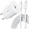 AOKUTDA 25W Caricatore Rapido USB C con 2M Cavo per Samsung Galaxy S26 S25 S24 S23 S22 S21 Plus/FE/Ultra,S20,Caricabatterie Spinotto Alimentatore per Samsung A57 A56 A55 A54 A53 A36 A35 A26 A25 A16,Z Flip 7