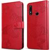 DENDICO Cover per Huawei P Smart Z / Y9 Prime 2019, Portafoglio Custodia in PU Pelle per Huawei P Smart Z / Y9 Prime 2019, Antiurto Cover a Libro con Slot per Carte, Rosso