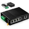 Binardat Switch Ethernet industriale PoE a 5 porte su guida DIN, 4 PoE IEEE802.3af/at, 1 uplink, 10/100Mbps, montaggio a parete senza ventola, con un alimentatore PoE da 60W