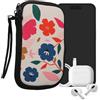 kwmobile Custodia in neoprene con zip per smartphone L - 6,5 - Astuccio portacellulare a sacchetto con cerniera - Borsa verticale - Fiori Colorati fucsia/blu scuro/crema