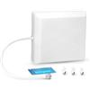 ZDTech Antenna a pannello per interni, antenna direzionale a banda larga 698-4000 MHz con connettore N femmina per ripetitore di segnale del telefono cellulare, gateway router, 50 W, bianco