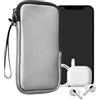 kwmobile Custodia in Neoprene con Zip per Smartphone XL - 6,7/6,8 - Astuccio Portacellulare a Sacchetto con Cerniera - Borsa in grigio metallizzato