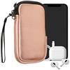 kwmobile Custodia in Neoprene con Zip per Smartphone M - 5,5 - Astuccio Portacellulare a Sacchetto con Cerniera - Borsa in oro rosa metallizzato