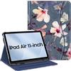 FINTIE Custodia per iPad Air 11 Pollici M4/M3/M2 (2026/2025/2024), iPad Air 5a/4a Gen 10,9 Pollici (2022/2020) con Portapenne, Multi-angli Folio Cover con Pocket e Auto Svegliati/Sonno, Hibiscus
