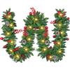 Timiyou Ghirlanda Natalizia con Luci LED 270cm, 30 LED a Batteria, Ghirlanda Natalizia per Porta, Decorazioni Natale Artificiali con Bacche Rosse, per Camino/Scale/Pareti