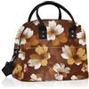 Clastyle Borsa Termica Porta Pranzo Donna Grande Impianto Borsa Frigo Piccola Foglie Pranzo Ufficio Adulto con Tracolla,Fiore Marrone