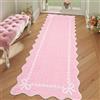 CAROMIO Tappeto per corridoio, 60 x 180 cm, lavabile in lavatrice, lungo, motivo moderno con fiocco smerlato, con retro in gomma antiscivolo, per camera da letto e ingresso, rosa