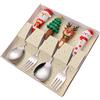 gifyym Set di posate natalizie - Set regalo con cucchiaio di Natale e forchetta in acciaio inox con motivi di Babbo Natale, renna e albero di Natale | stoviglie da dessert festive per casa, feste