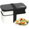 Generico Lunch Box Per Adulti - A Tenuta Stagna Da 1450 Ml | Contenitore Per La Preparazione Dei Pasti A 2 Livelli Con Set Di Posate E Cinturino Di Chiusura, Adatto Al Microonde Per Ufficio, Scuola E U