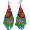 Weavish Orecchini pendenti lunghi con perline - Boho Nativi fatti a mano con perline e nappe, orecchini bohémien grandi con perline pendenti da donna, Free size, c/z perline di vetro 11/0, c/z perline