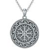 ROMANTICWORK Collana vichinga, in argento Sterling con nodo celtico, Mjolnir Odin Thor, ciondolo a forma di martello vichingo, gioiello viking, amuleto, regalo nordico per uomo e donna, Argento sterling