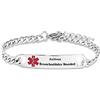 LSxAB Braccialetto con identificazione medica per uomo e donna, braccialetto regolabile di pronto soccorso di emergenza, 8.3 inch, Metallo, Nessuna pietra preziosa