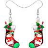 BONSNY Acrilico Novità divertente Calza di Natale Pendenti Orecchini Ipoallergenici Designer Gioielli Regali per Donne Signore Festa Festiva (Multiplo)