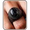 Dochais Anello in Acciaio Inossidabile per Uomo,Anello Chevalier Uomo con Pietra Nera Venata,Vintage Grande Anello Uomo (Nero, 20)
