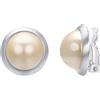 Vogem Orecchini a clip vintage da donna, con perle d'acqua dolce rotonde, non forate, con perle finte a clip, regalo perfetto per gioielli, 1.8 cm, Placcato in oro bianco, Perla sintetica