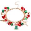Mikovivi Braccialetto di Natale, Delicati Braccialetti Natalizi Jingle Bell con Ciondoli a Forma di Albero di Natale e Fiocco di Neve Bracciale a Maglie per Donne Regalo di Gioielli per Feste Natale