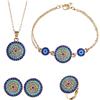 LIFKOME Set di Gioielli Donna Orecchini, Collana, Bracciale e Anello Occhio Turco Blu in Lega, Design Rotondo Elegante e Unico, per Regali o Uso Quotidiano