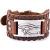HAQUIL - Braccialetto da uomo con occhio di Horus, in pelle marrone egiziano, ideale come regalo