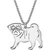 LONYOO Acciaio Inox Cute Cane Ciondolo Collana Dainty 18K Oro collana per Donna Ragazza Animali Domestici Cane Regali Gioielli (Pug Argento)